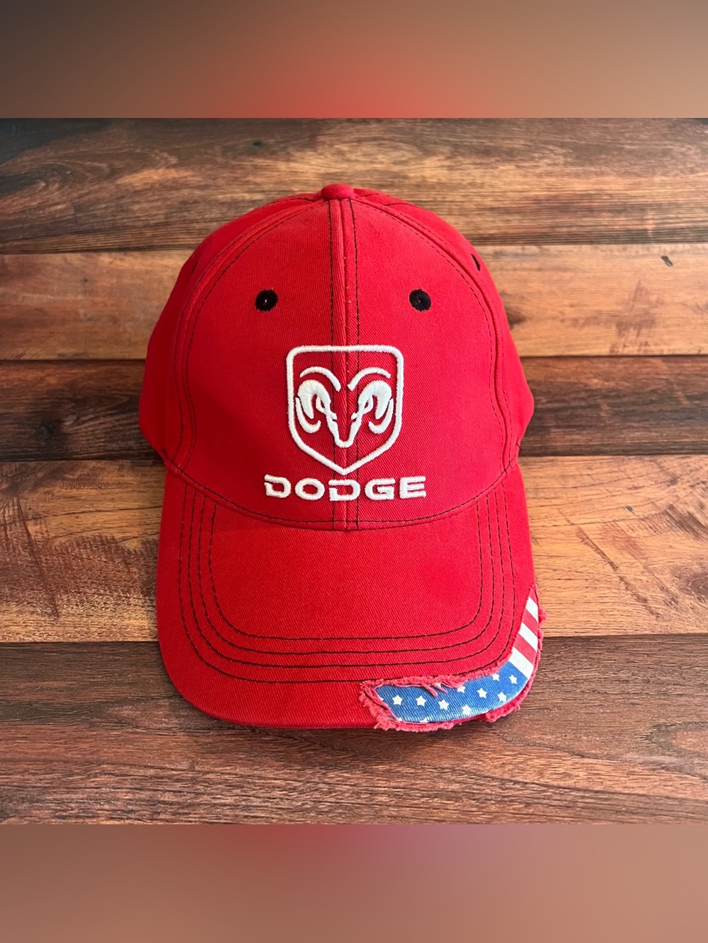 Dodge Ram Truck Patriotic USA American Flag Red Snap-Back Hat Cap